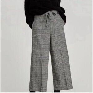 Zara Gray Plaid High Waist Wide Leg Tie Belted Trousers Size X-small